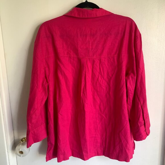 NWT H&M PINK LINEN POPOVER SHIRT - SIZE S - Picture 3 of 11